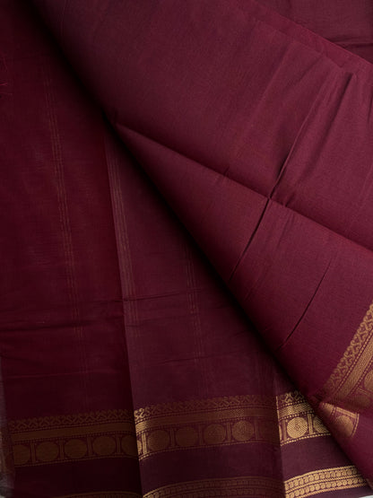 Kanchi cotton saree in zari weaves maroon