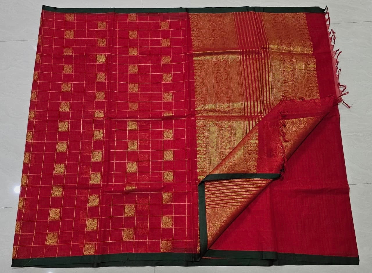 Kanchi cotton saree with premium zari weaves