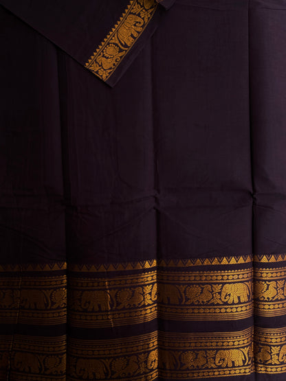 Sungudi saree with rettapett border - brown