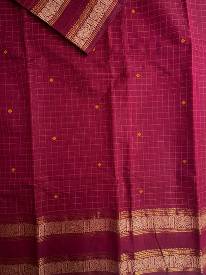 Kanchi cotton saree with kattam & butta weaves