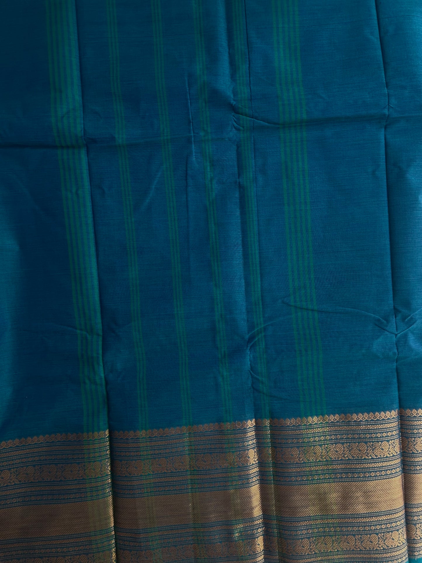 Kanchi cotton saree in zari weaves Rama blue