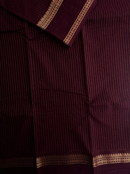 Kanchi Cotton saree with Vairaoosi weaves brown