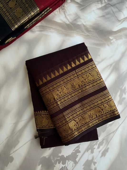 Kanchi cotton saree with rettapett border