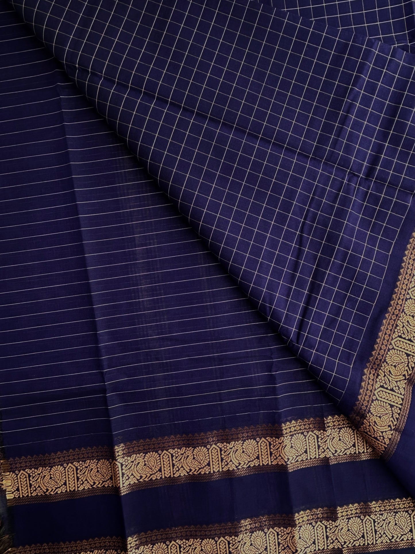 Kanchi cotton saree in kattam pattern