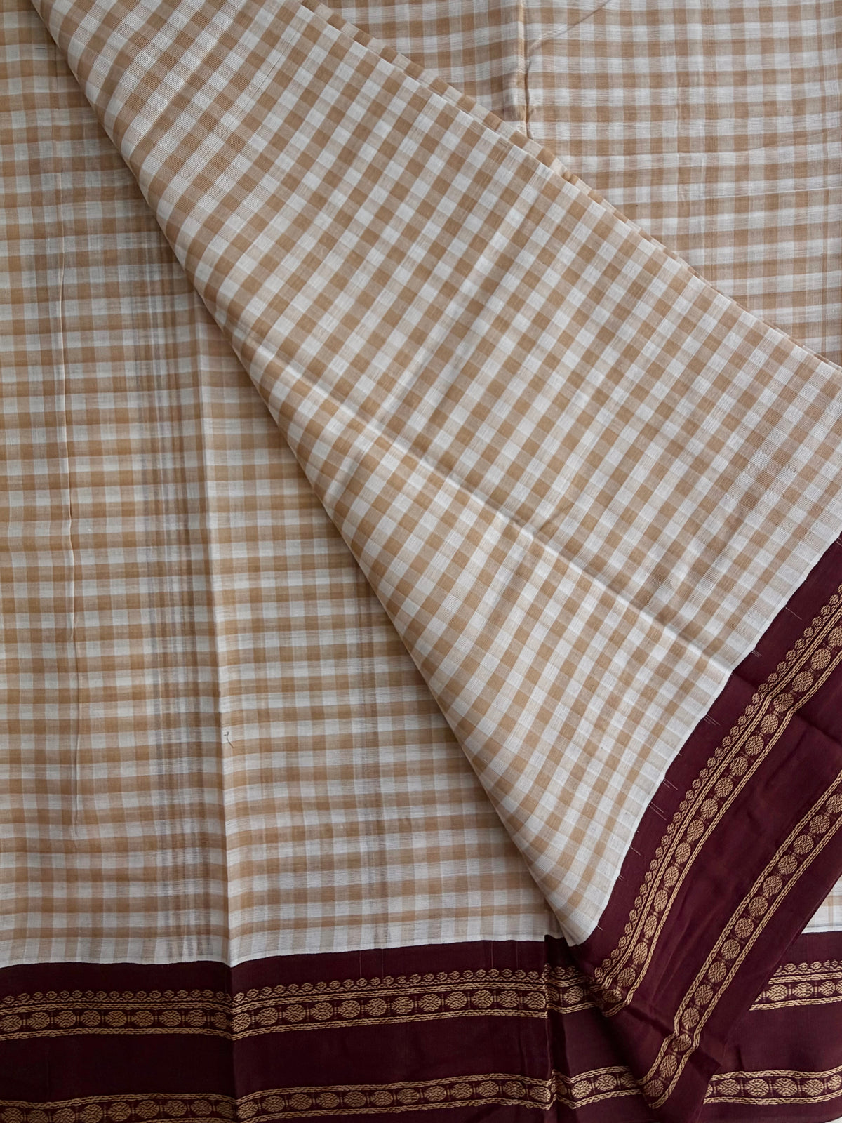 Kanchi cotton saree with kattam weaves