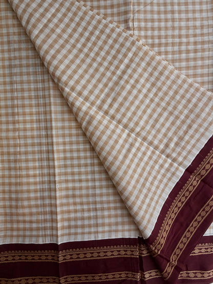 Kanchi cotton saree with kattam weaves