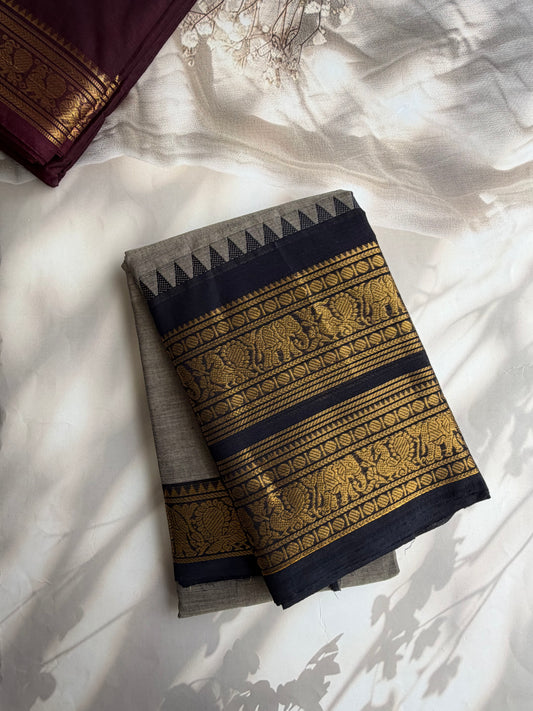 Kanchi cotton saree with rettapett border