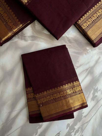 Kanchi cotton saree with zari weaves brown