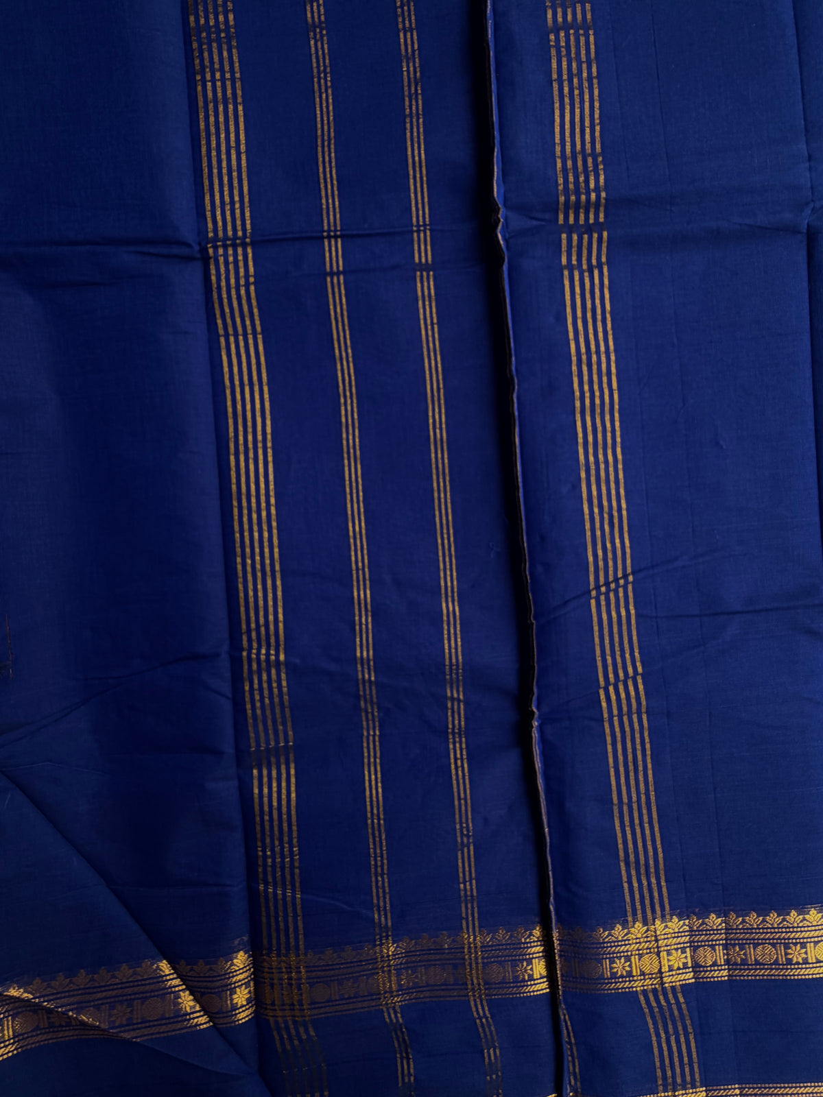 Kanchi cotton saree with zari border blue