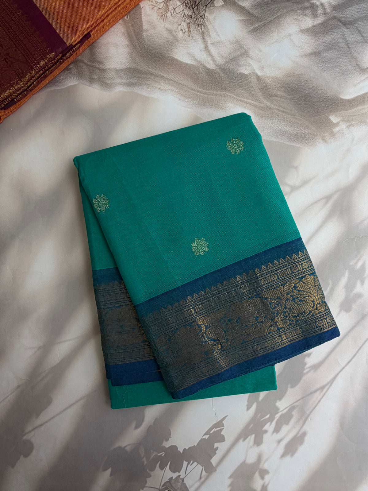 Kanchi cotton saree with butta weaves