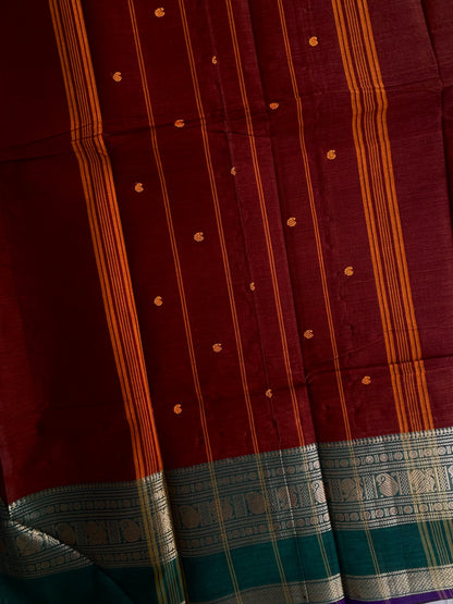 Kanchi cotton saree with butta weaves