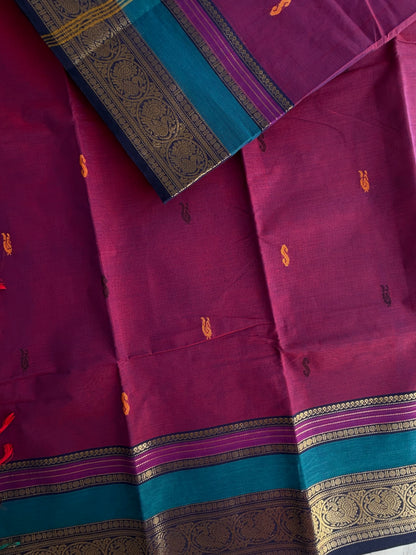 Kanchi cotton saree with butta weaves
