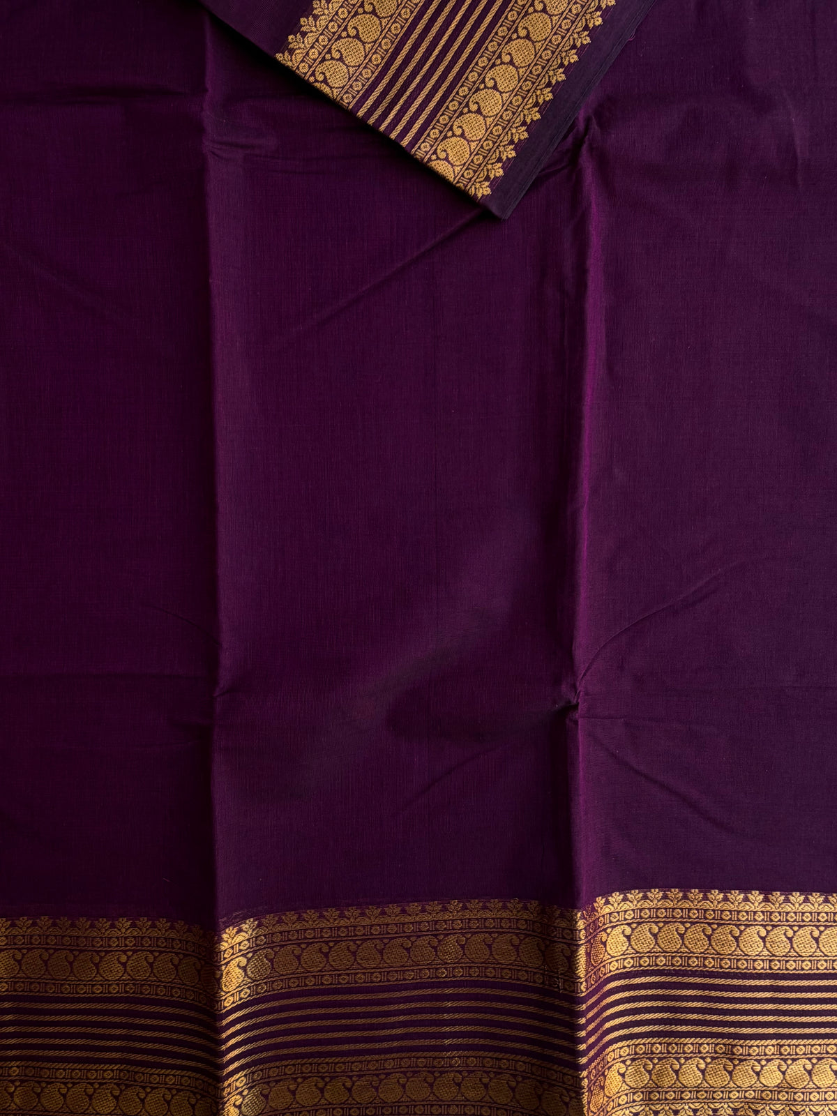 Kanchi cotton saree with zari weaves purple