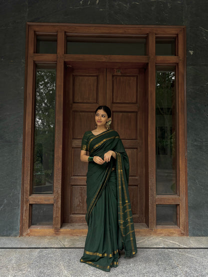 Sungudi Cotton saree Green with velthari blouse