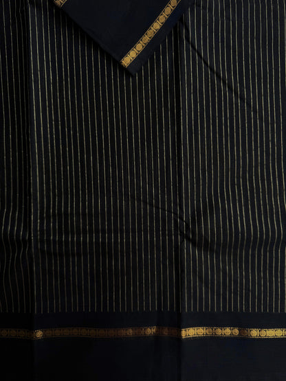 Kanchi cotton saree with Vairaoosi weaves - black