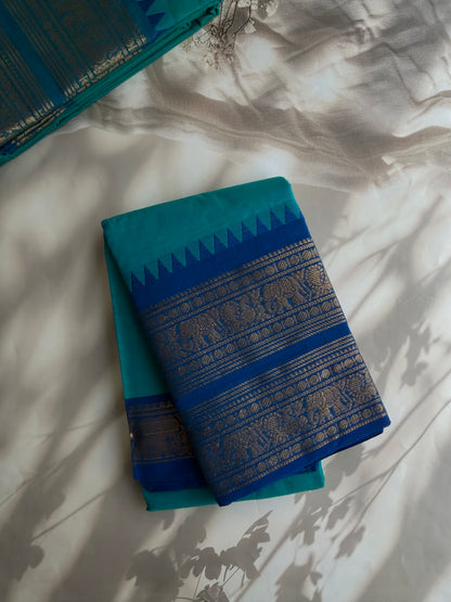 Kanchi cotton saree with rettapett border