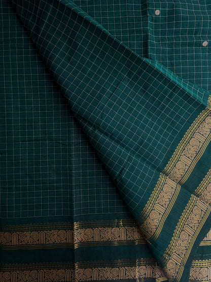 Kanchi cotton saree with kattam & butta weaves Green
