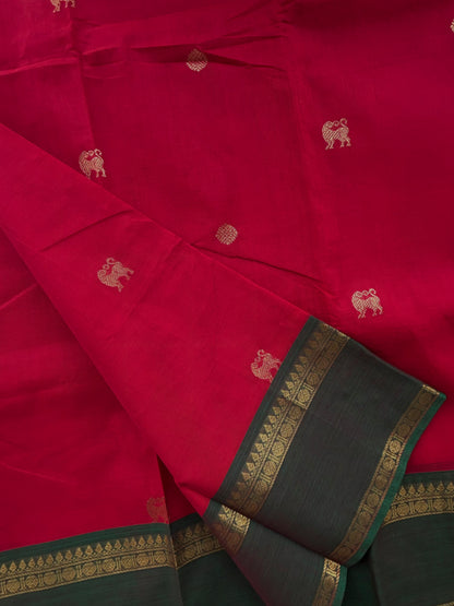 Premium Kanchi cotton with annam zari weaves and grand pallu