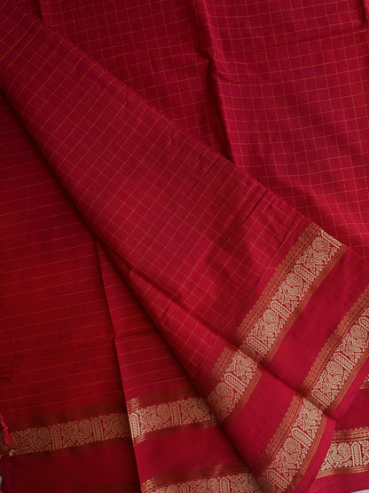 Kanchi cotton saree in kattam pattern