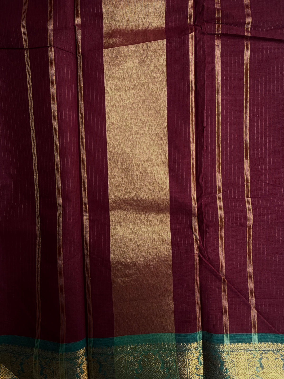 Kanchi cotton saree with Vairaoosi weaves brown