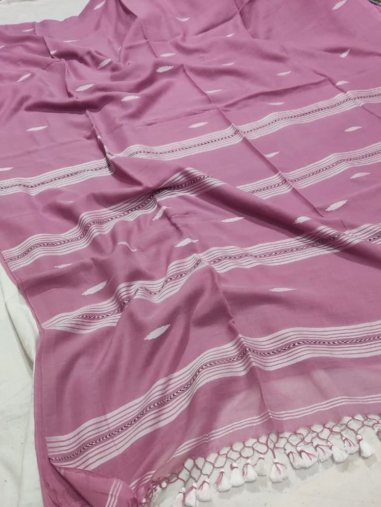 Handloom mul saree lavender