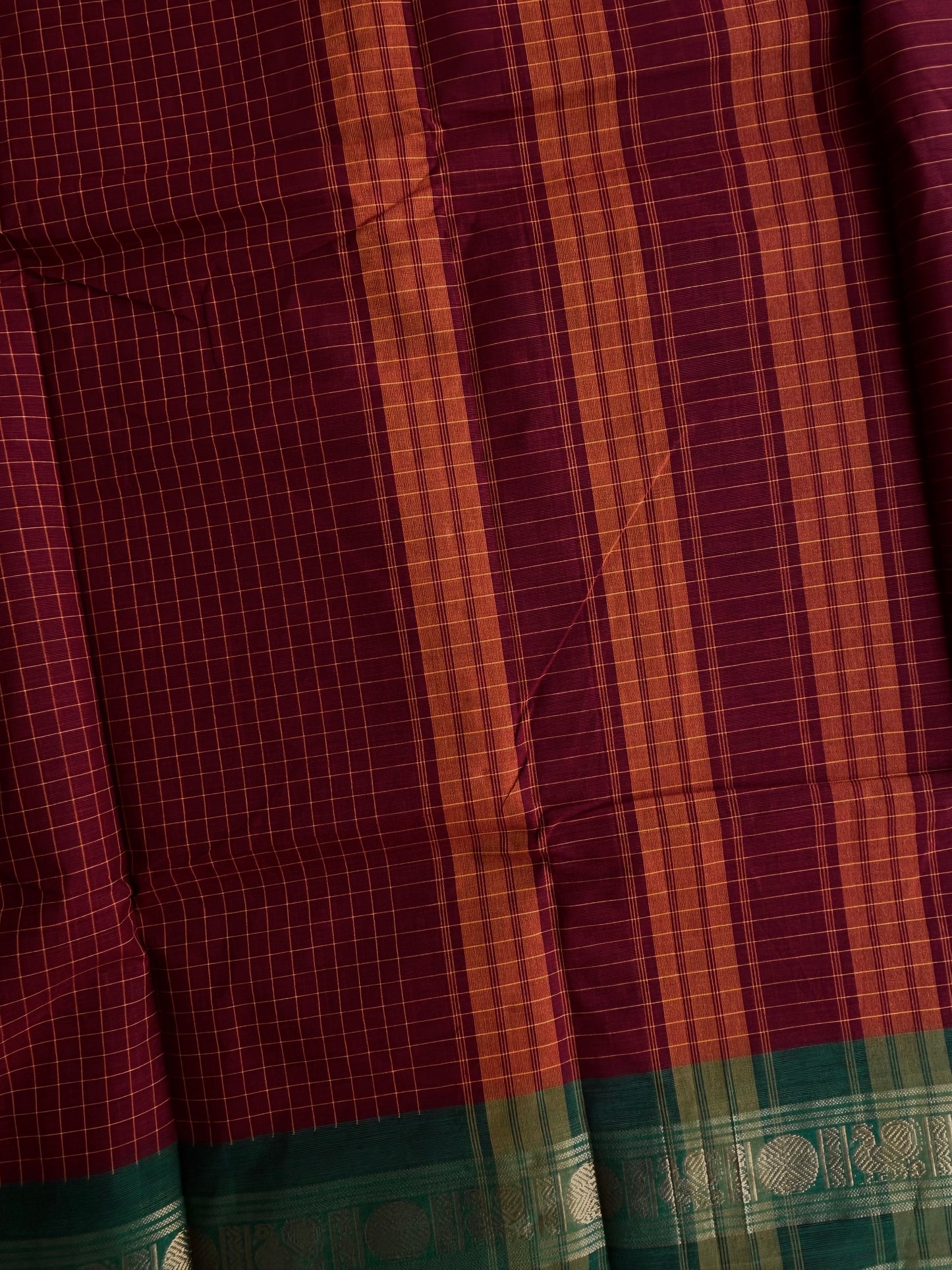 Kanchi cotton saree in kattam pattern