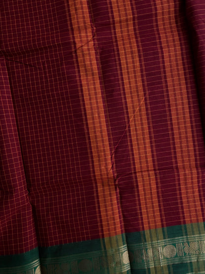 Kanchi cotton saree in kattam pattern