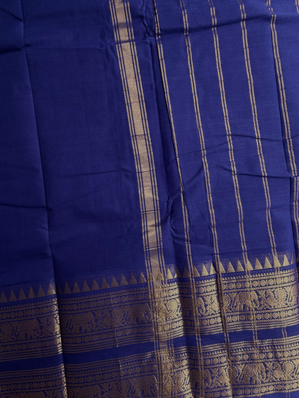 Kanchi cotton saree with rettapet border blue