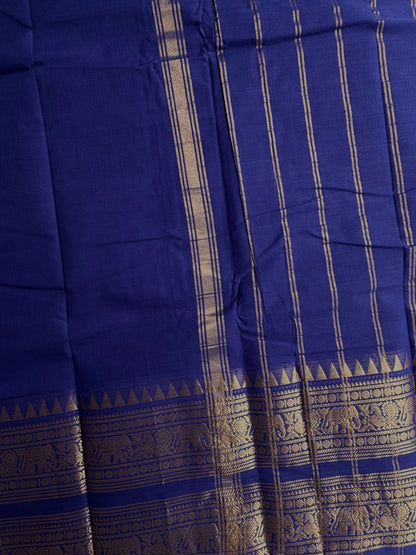 Kanchi cotton saree with rettapet border blue