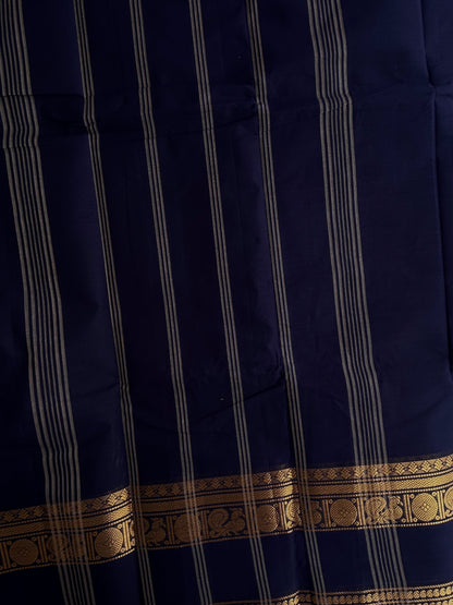 Kanchi cotton saree with zari weaves navy blue