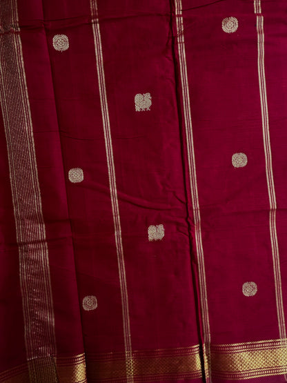 Kanchi cotton with zari weaves on body and pallu - Rustic Maroon