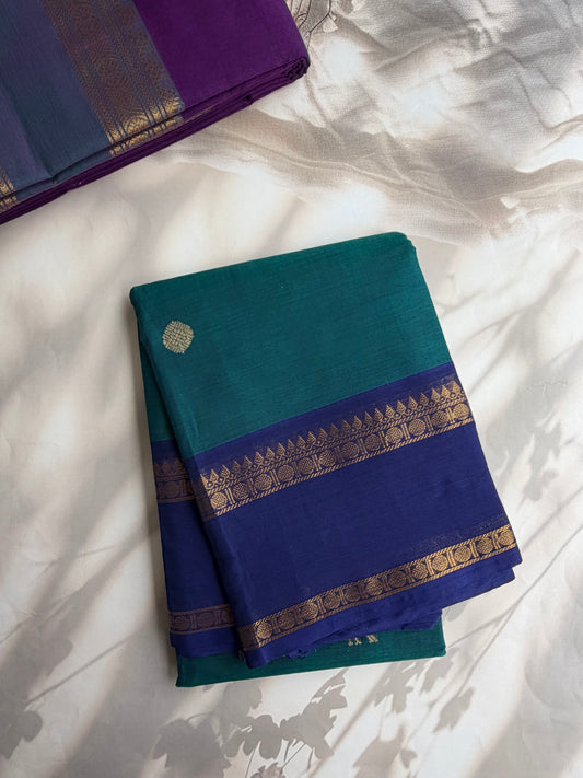 Kanchi cotton saree with butta weaves & zari pallu