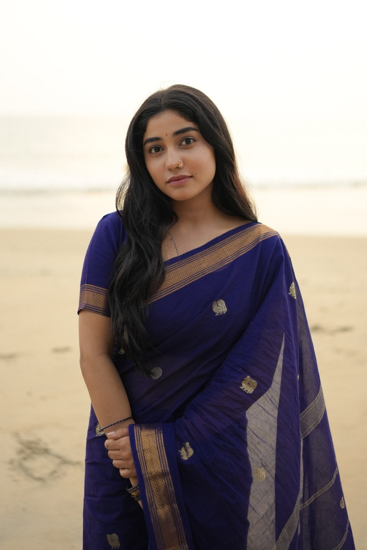 Kanchi cotton with annam zari weaves and zari pallu Royal blue
