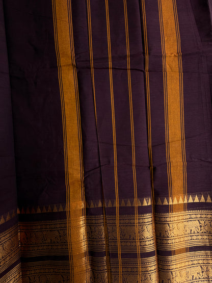Kanchi cotton saree with rettapett border brown