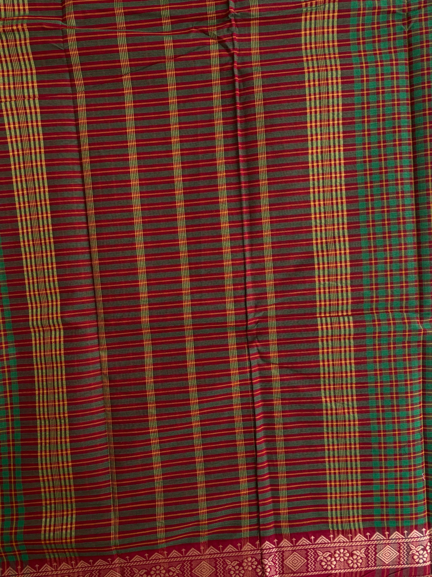 Kanchi cotton saree in kattam pattern - multicolor