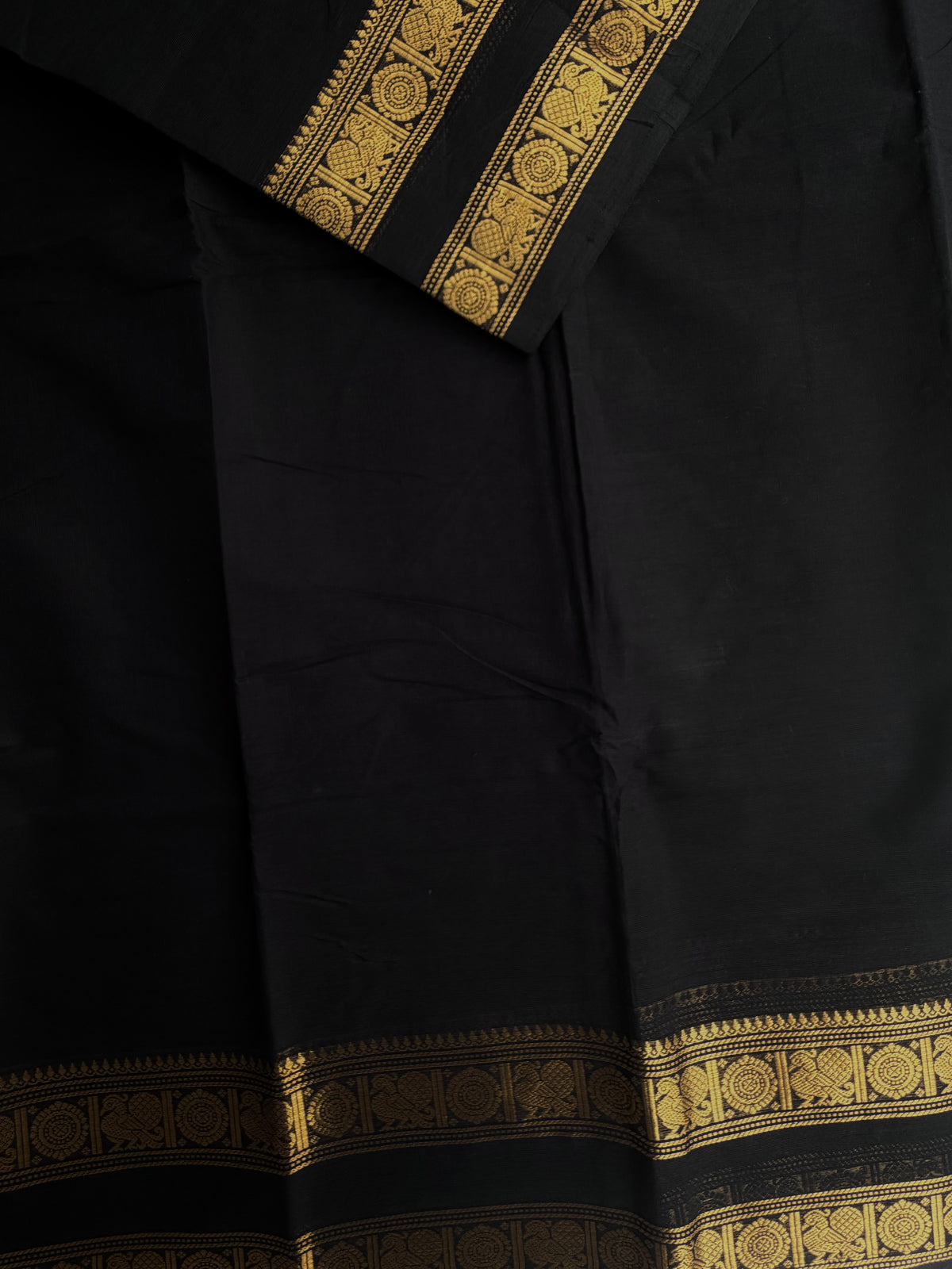 Kanchi cotton saree with zari weaves black