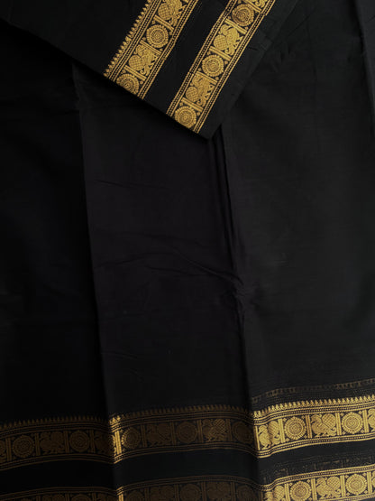 Kanchi cotton saree with zari weaves black