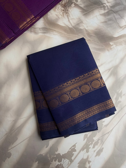 Kanchi cotton saree in zari weaves blue