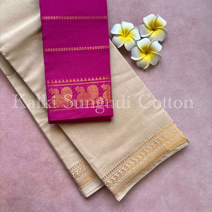 Sungudi Cotton saree with Contrast Velthari blouse