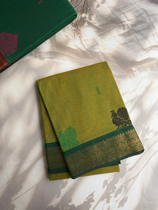 Kanchi cotton saree with butta weaves
