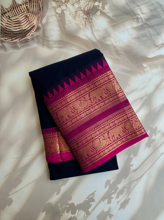 Kanchi cotton saree with rettapett border