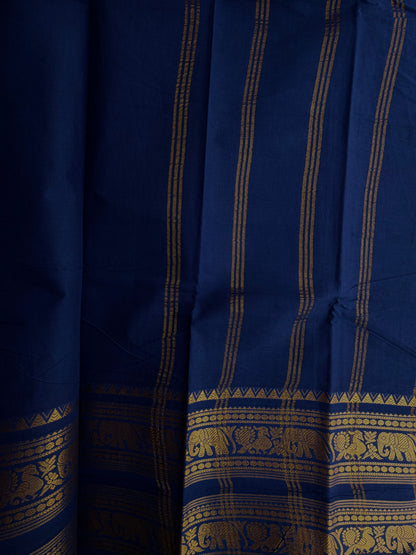 Sungudi saree with rettapett border - blue