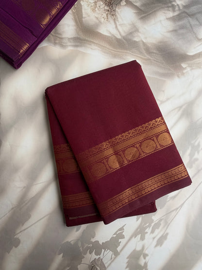 Kanchi cotton saree in zari weaves maroon