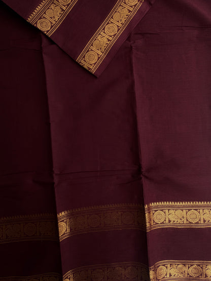 Kanchi cotton saree with zari weaves - maroon