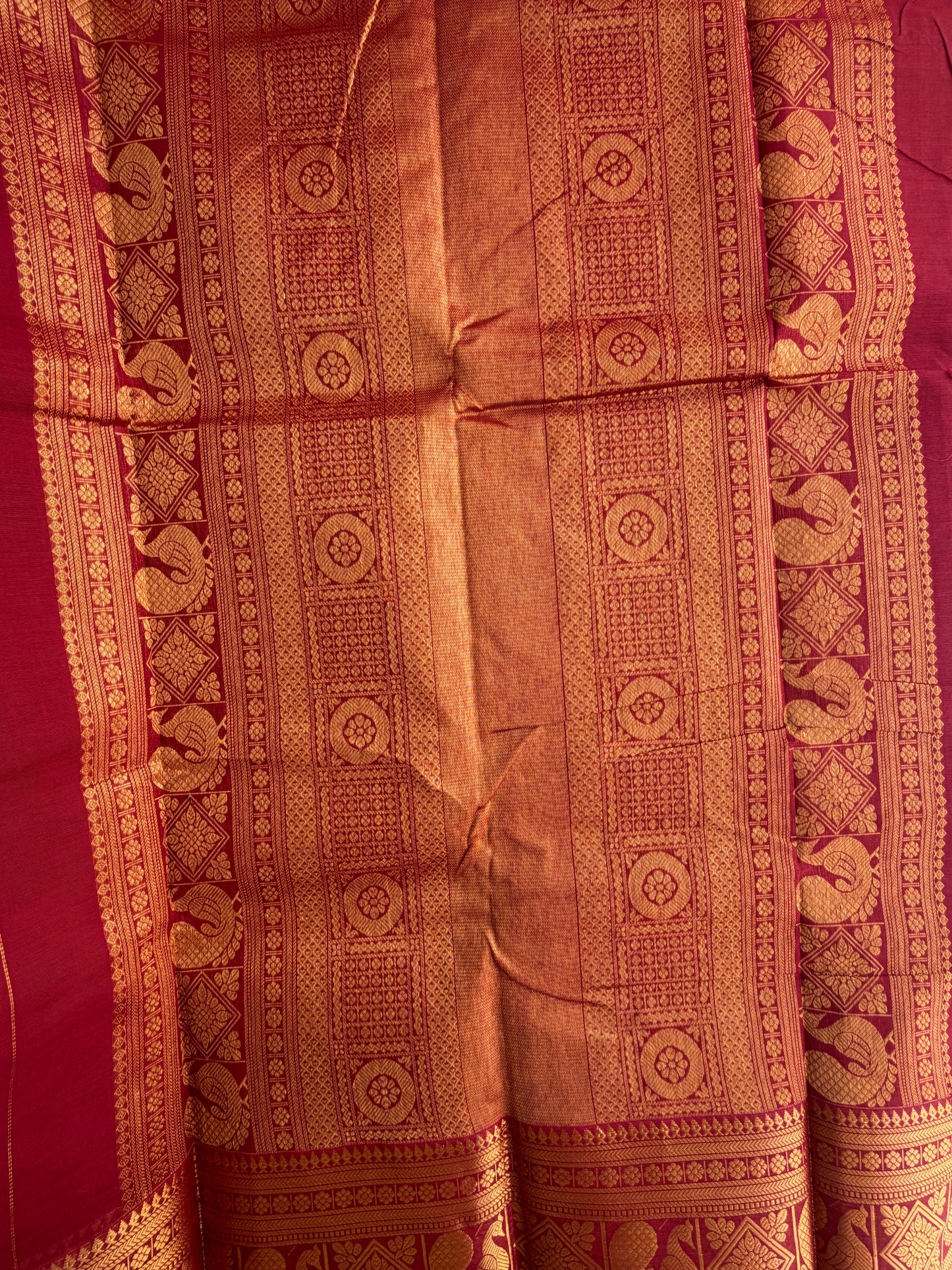 Kanchi cotton Vairaoosi weaves & grand pallu dark red