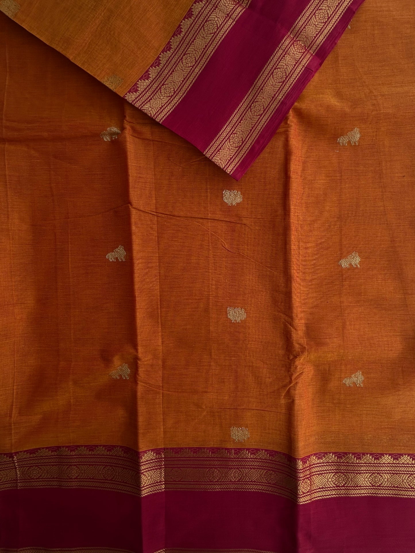 Premium Kanchi cotton with zari weaves and grand pallu