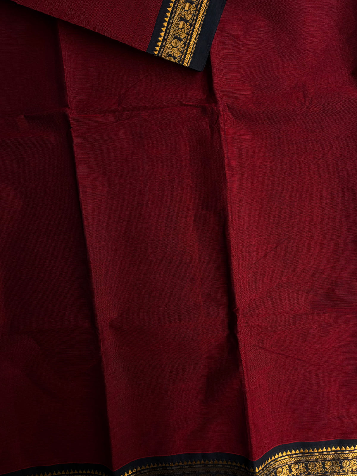 Kanchi cotton saree - maroon with black border