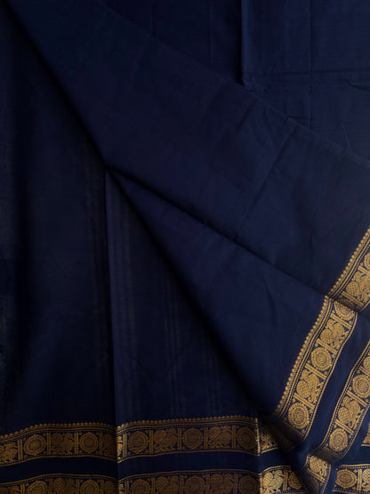 Kanchi cotton saree with zari weaves - dark blue