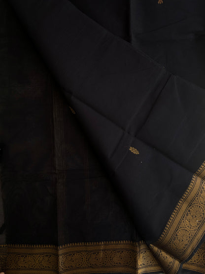 Kanchi cotton saree black with zari weaves
