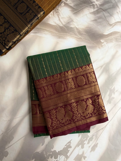 Kanchi cotton Vairaoosi weaves saree - green